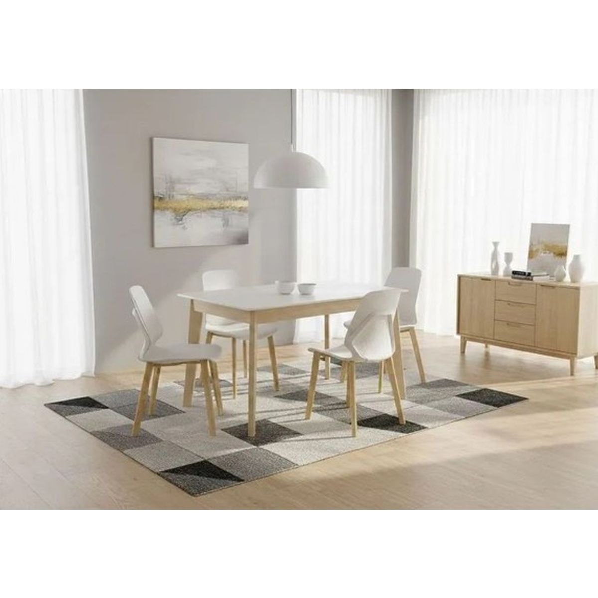 Juego Mesa+4sillas Gao Barulich Blanca Pata Madera